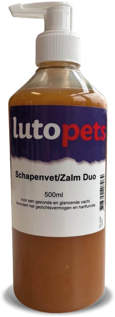 Schapenvet/Zalm Duo 500 ml - Rijk aan Omega Vetzuren - Ondersteunt Huid, Vacht, Darmstelsel & Weerstand - Voor Hond & Kat - lutopets
