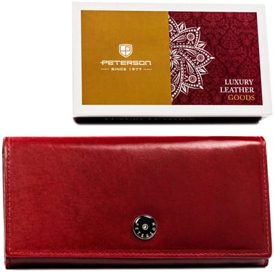 Peterson Portefeuilles - Elegante Leren Damesportefeuille - Rood - RFID Blokkering - 10 Kaartvakken