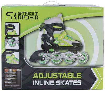 Street Rider Inline Skeelers Groen/Zwart Verstelbaar, Maat 29-32