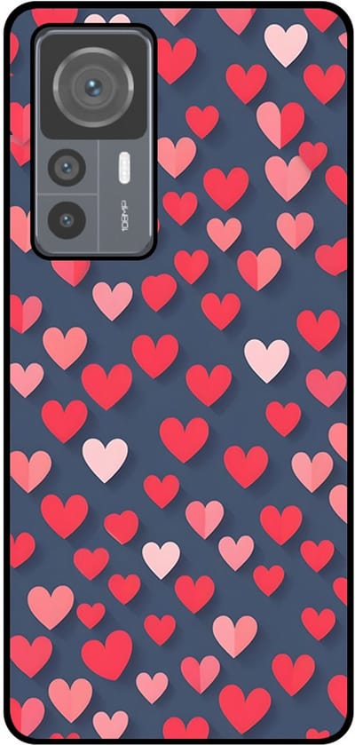 Smartphonica Telefoonhoesje Geschikt voor Xiaomi 12T / 12T Pro met Roze en Rode Hartjes Opdruk - TPU Backcover Case With Rosé and Red Heart Design geschikt voor Xiaomi 12T;Xiaomi 12T Pro