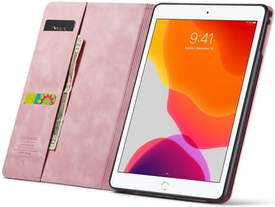 CaseMania Bookcase hoesje met Standaard geschikt voor iPad 10.2 (7e t/m 9e generatie) - Effen Roze - Kunstleer