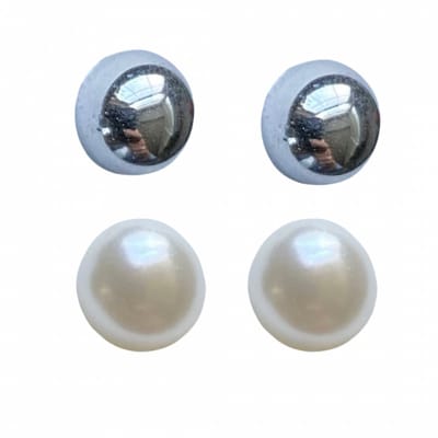 2 Paar -Allergievrij-Oorbellen-Synthetische Parel-Zilverkleur- Charme Bijoux