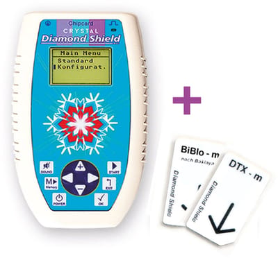 Diamond Shield Crystal Zapper: frequentieapparaat (CE) met 16 programma's, Crystal-programma van 100 minuten, chipkaarten BiBlo & DTX en complete accessoireset. Geschikt voor thuisgebruik en gevorderde gebruikers.