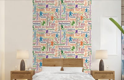 Behang - Fotobehang Patroon - Sport - Alfabet - Quotes - Breedte 140 cm x hoogte 220 cm