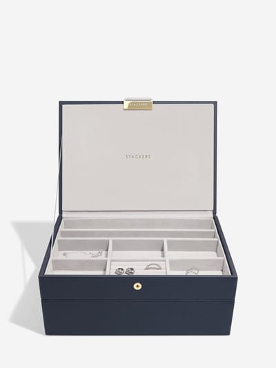 STACKERS NAVY - Sieradendoos - Juwelendoos - Sieradenhouder - Sieraden Organizer - 2-set