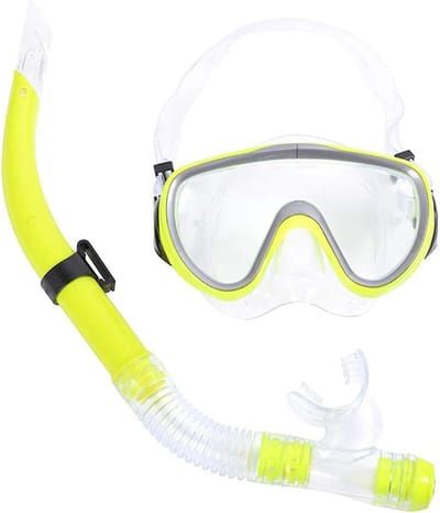 Snorkel Set Volwassenen - Duikmasker Snorkel - Onderwater Verkenning - Anti-condens Verstelbaar - 17 cm Masker - Geel