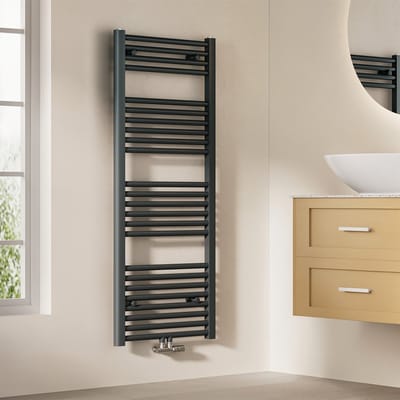 EMKE Handdoekradiator - 120x50 cm - 513 W - Mat Antraciet - CV Badkamer Radiator - Midden/ Zij- Aansluiting