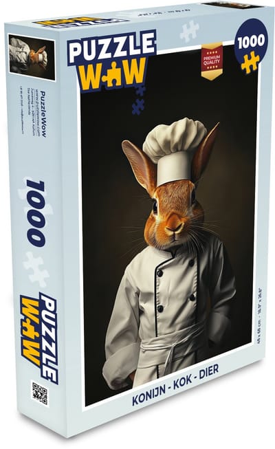 Puzzel Konijn - Kok - Dier - Legpuzzel - Puzzel 1000 stukjes volwassenen