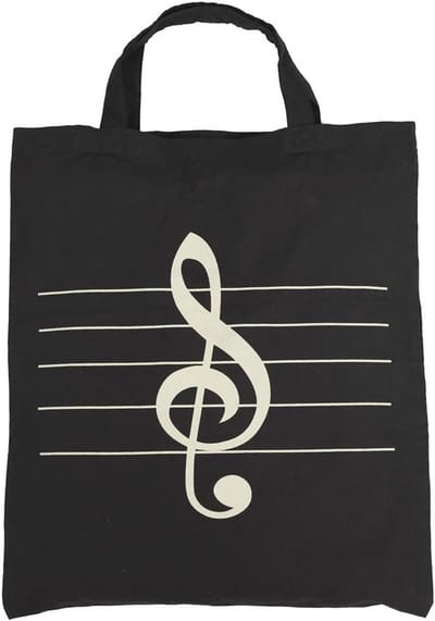 Katoenen handtas voor dames met muiskleurige thema's, muzikale instrumenten en unieke patronen - 36 x 41 cm