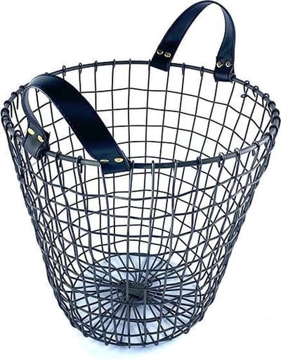 WDMT™ opbergmand / draadmanden metaal antraciet 30 x 28 x 19 cm - hout / papier opslag in huis - decoratiemand / haardhoutmand / papiermand