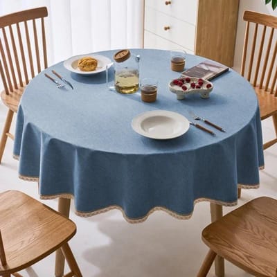 Tassels Tafelkleed Waterdicht Effen Kleur Tafelkleed Rond Katoen Linnen tafelhoes Eetfeest Hotel Bureau Geval 140cm  round