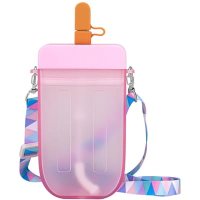 Leuke Waterfles Lekdicht Plastic IJsbeker met Lanyard Drinkbeker voor Volwassenen Kinderen L white