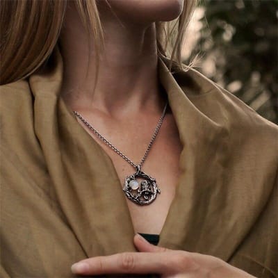Maansteen Hanger  Uilenmaan  Gotische Ketting Sieraden Wicca Nachthemel Adelaar Dieren Natuur Vogel Ketting Kerkuil Opaliet KLF03F brown