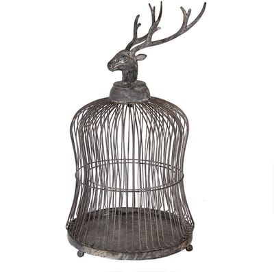 Clayre & Eef Vogelkooi Decoratie Ø 26x50 cm Grijs Metaal