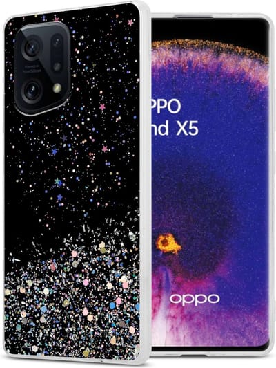 Cadorabo Hoesje geschikt voor Oppo FIND X5 in Zwart met Glitter - Beschermhoes van flexibel TPU silicone met fonkelende glitters Case Cover Etui
