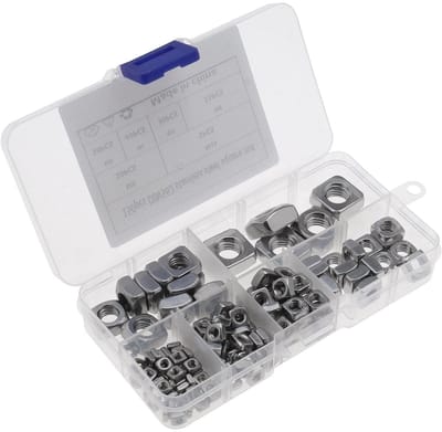 Allecto - 562 Vierkante Moeren - 150 Stuks Assortiment - Roestvrij