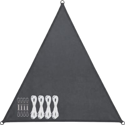 Abbey Camp Schaduwdoek - PES - 3.6x3.6x3.6m- Grijs - Zonnedoek - RVS Ringen - Sunshade