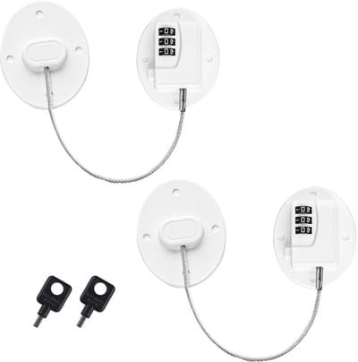 Dailygoods- Koelkastslot 2 Stuks - Zelfklevend - Geen Boren - Vriezerslot - Kast/Laad Slot - 3-Cijferige Combinatievergrendeling - Wit Roestvrij Staal - Vergrendeling