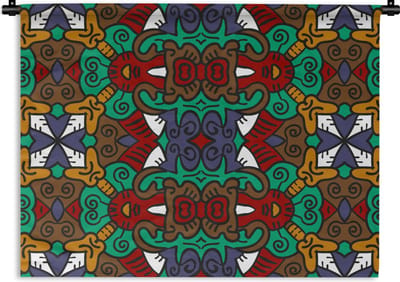 Wandkleed - Wanddoek - Afrika - Patronen - Abstract - Groen - 60x45 cm - Wandtapijt