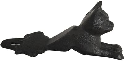 WiseGoods Premium Deurstopper Kat - Woonaccessoires Van Gietijzer - Deurstoppers - Deur Stopper - Wonen - Cadeau - 15.5CM - Zwart