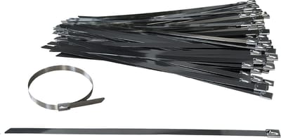 Kortpack - RVS Kabelbinders/Tyraps 370mm lang x 4.5mm breed - 100 stuks - Bundeldiameter: 102mm - Treksterkte: 46KG - Temperatuurbereik: -80° C tot + 540° C - (099.0600)