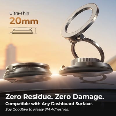 LISEN Ultra Slim Magnetische Telefoonhouder - 1080° Verstelbare Auto Houder, Sterke N52 Magneten, Zuignap Bevestiging - Voor iPhone 17/16/15 & Alle Smartphones Sterk magnetisch, 360 rotatie, vacuümozatie, anti-vibratie, 20 mm dun