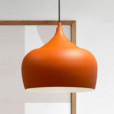 Bamyum Hanglamp Keukenlamp Hangend I Kreis I Ø30 cm E27 Metalen Retro Hanglamp Voor Alle Kamers - Oranje