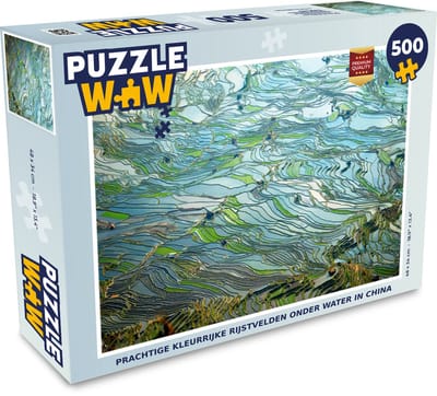 Puzzel Prachtige kleurrijke rijstvelden onder water in China - Legpuzzel - Puzzel 500 stukjes