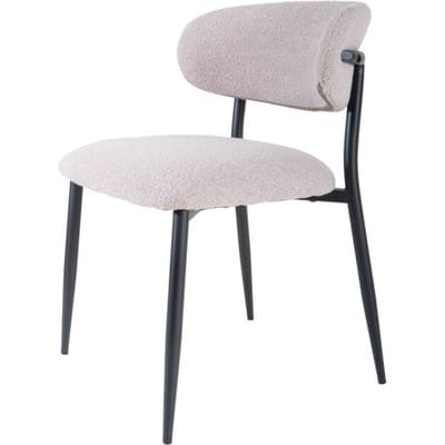 Eetkamerstoel Dion - Bouclé - Naturel - Moderne Kuipstoel in Scandinavische / Industriële Stijl