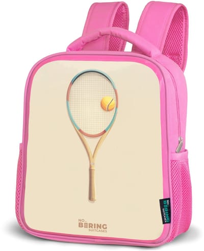 NoBoringSuitcases.com® - Rugzak roze - Schooltas meisjes - Een tennisracket in beige tinten - Kinder rugtas meisje - Boekentas kind - Kinderrugzak voor school - Schoolrugzak
