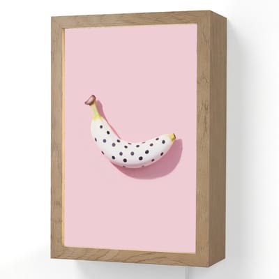 Wandlamp 20x30 cm - Oplaadbaar - Banaan - Stippen - roze - Wandlampen binnen woonkamer - Slaapkamer lamp met kabel - Decoratieve nachtlamp - Vloerlamp snoer