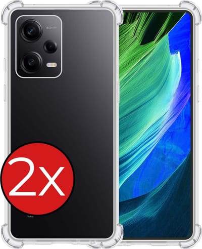 Hoesje - 2 Stuks - Geschikt voor Xiaomi Redmi Note 12 Pro+ - Sterk & Shockproof - Back Cover - Siliconen Case - Telefoon Hoes Shock Proof - Telefoonhoes - Transparant