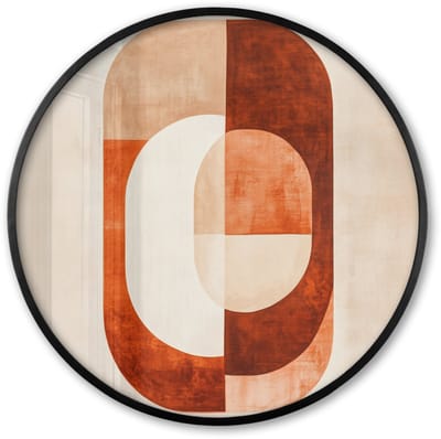 Poster in lijst Rond - Fotolijst 60x60 cm - Posters - Illustratie - Abstract - Vormen - Rood - Ronde posterlijst zwart - Decoratie - Wanddecoratie woonkamer - Muurdecoratie slaapkamer