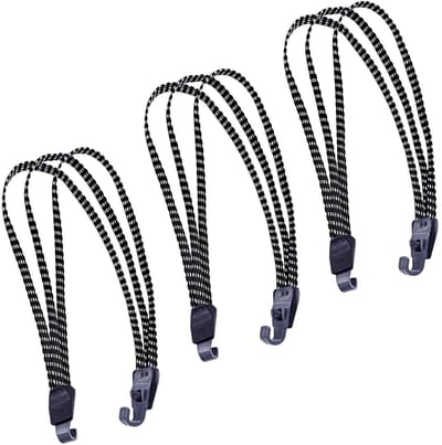 Dailygoods- Bungee Riemen 3 Stuks - Elastische Banden - Fietsenrek/Motorbagage - Totale Lengte 60/110 cm - Duurzaam/Nylon - Kunststof Haken - Bungee Koorden