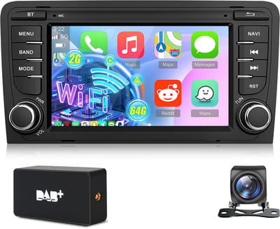 Hexinex Autoradio - Geschikt voor Audi A3, S3, RS3 (2003-2012) - 2+64GB - 7 inch HD IPS Touchscreen - Draadloze Apple CarPlay & Android Auto - GPS Navigatie - WIFI, Bluetooth - achteruitrijcamera DAB+