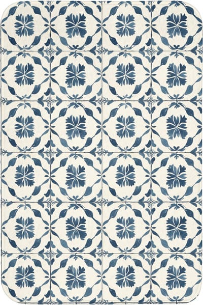 Badmat 60x90 cm - Antislip - Grafisch - Tegel - Blauw - Badmatten voor badkamer - Badkamermat - Douchemat - Badkamer mat