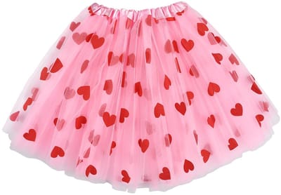 Dailygoods- Tule Rok - Hartvormig Design - Elastische Taille - Pluizige Tule - Lichtgewicht en Ademend - Geschikt voor Valentijnsdag - Feestrok