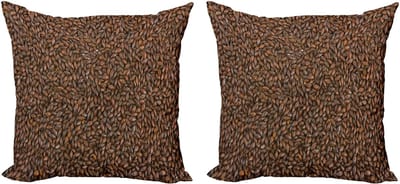 ABAKUHAUS Chocolade Decoratieve Kussenhoes, Set van 2, Chocolade Mout Gerst, Modern Accent Dubbelzijdige Digitale Print, 40x40 cm, Bruin