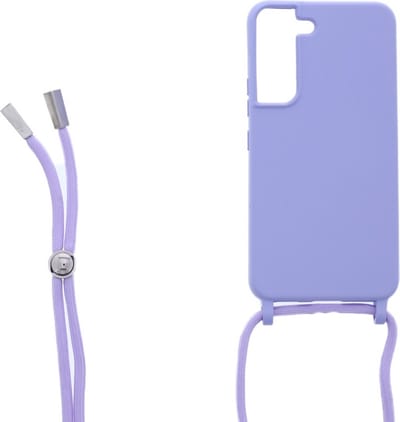 LuxeBass Siliconen hoesje met koord geschikt voor Samsung Galaxy S22+ - Paars - telefoonhoes - gsm hoes - telefoonhoesje