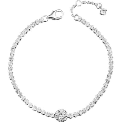 Zilver 925 Sieraden Sprankelende Halo Tennis Armband Sterling Originele Bedels 20cm
