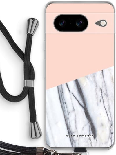 Case Company® - Hoesje met koord geschikt voor Google Pixel 8 hoesje met Koord - A touch of peach - Telefoonhoesje met Zwart Koord - Bescherming aan alle Kanten en Over de Schermrand