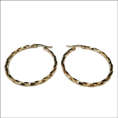 Aramat Jewels | Oorringen | RVS Gedraaide Oorringen - Dames hoops | Goudkleurig / 40mm | |2,5mm | Staal | Volwassenen | Verkleurd niet