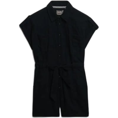 Superdry Belted Utility Playsuit Korte Mouw Romper Zwart 2XS Vrouw