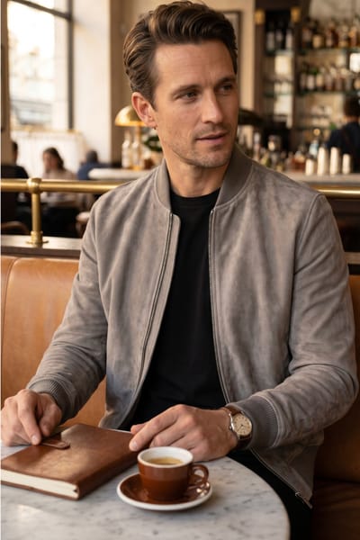 Mannen Grey Goat Suède MA-1 Bomber Jack-North