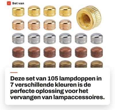 Dailygoods - Set van 105 Lampdoppen in 7 Kleuren voor Verlichting