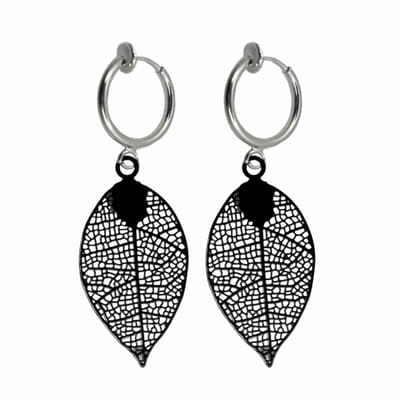 Klem oorbellen-Zwart-Filigraan-Zilverkleur-geen gaatje-Charme bijoux