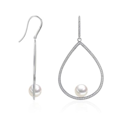 Luna-Pearls - 315.0466 - Oorbellen - Dames - 925er Zilver gerhodineerd - Zoetwatercultuurparel Ming en Zirkonia