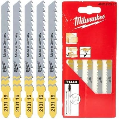 Milwaukee Jigsaw blade wood quick cuts 75 x 4 mm T144D, 5 pieces