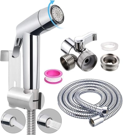 bidet-bidet handdouche-bidet wc-bidet sproeier-Spoel de douchekop af en maak hem schoon-Met 2-weg doucheomleiding, 59 inch doucheslang en handdouche rek