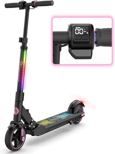EVERCROSS EV06C Elektrische step kinderen - Verlichting - 15 km/u - max 60 kg- Roze en zwart